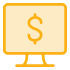 Computer and money icon.